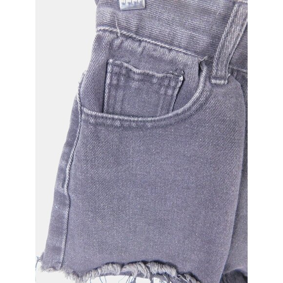 Shein Shorts Womens Medium Black Denim Cutoff Raw Frayed Hem Embroidered Flames - Picture 3 of 12
